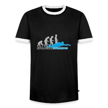 evolution swimming, swim, schwimmen, Schwimmer - Männer Kontrast-T-Shirt - Schwarz/Weiß - Vorne - AI Model Female 172 light (172cm) & AI Model Male 178 light (178cm)