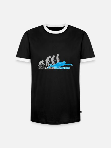 evolution swimming, swim, swim, swimmer - Men's Ringer Shirt - black/white