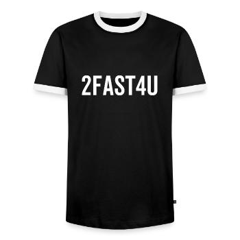 2Fast4U - Men's Ringer Shirt - black/white - Front - AI Model Female 172 light (172cm) & AI Model Male 178 light (178cm)