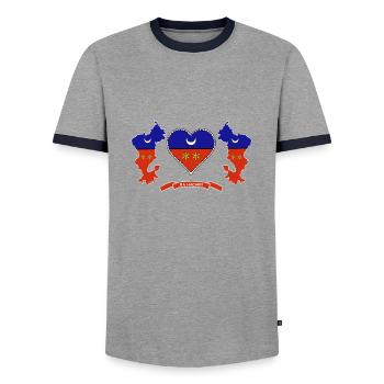 MAYOTTE - Men's Ringer Shirt - grey/navy  - Front - AI Model Female 172 light (172cm) & AI Model Male 178 light (178cm)