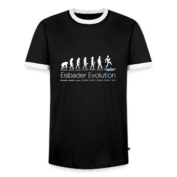 eisbader winterschwimmen evolution eiswasser - Männer Kontrast-T-Shirt - Schwarz/Weiß - Vorne - AI Model Female 172 light (172cm) & AI Model Male 178 light (178cm)