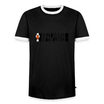 goose on the loose - Männer Kontrast-T-Shirt - Schwarz/Weiß - Vorne - AI Model Female 172 light (172cm) & AI Model Male 178 light (178cm)