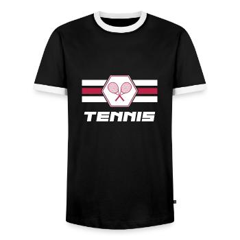Match de tennis Balle Joueurs de tennis Club de tennis - T-shirt contrasté Homme - noir/blanc - Devant - AI Model Female 172 light (172cm) & AI Model Male 178 light (178cm)