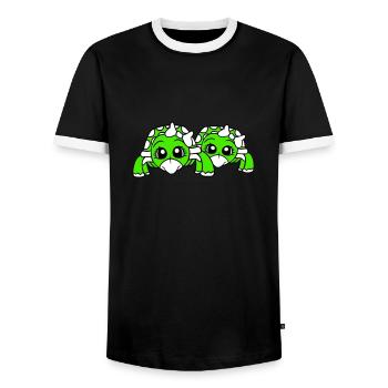 2 Turtles Couple Sister Wife Girlfriends - Men's Ringer Shirt - black/white - Front - AI Model Female 172 light (172cm) & AI Model Male 178 light (178cm)