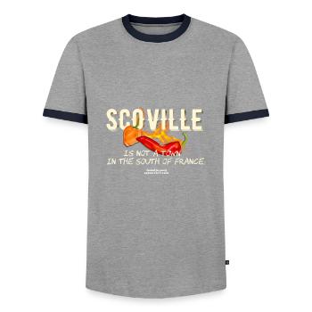 Chili T Shirt Scoville is not a town in France - Männer Kontrast-T-Shirt - Grau/Navy  - Vorne - AI Model Female 172 light (172cm) & AI Model Male 178 light (178cm)
