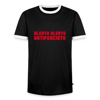 Alerta rouge - T-shirt contrasté Homme - noir/blanc - Devant - AI Model Female 172 light (172cm) & AI Model Male 178 light (178cm)