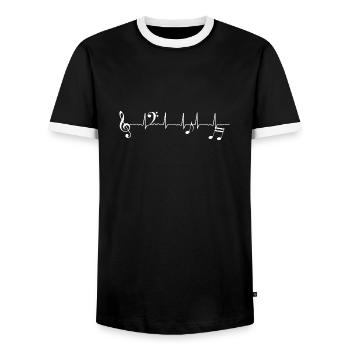 Heartbeat music heartbeat - Männer Kontrast-T-Shirt - Schwarz/Weiß - Vorne - AI Model Female 172 light (172cm) & AI Model Male 178 light (178cm)