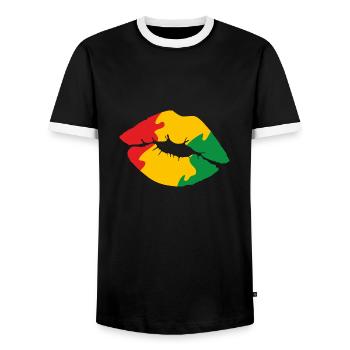 Juneteenth Day 1865, Freedom Day America African - Men's Ringer Shirt - black/white - Front - AI Model Female 172 light (172cm) & AI Model Male 178 light (178cm)