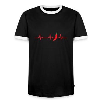 Chilli Heartbeat ECG - Men's Ringer Shirt - black/white - Front - AI Model Female 172 light (172cm) & AI Model Male 178 light (178cm)