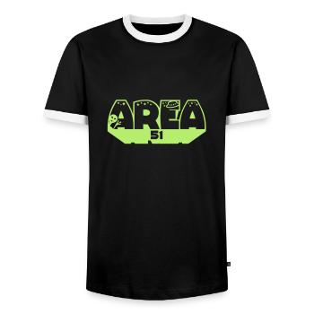 Ufo Area 51 - Men's Ringer Shirt - black/white - Front - AI Model Female 172 light (172cm) & AI Model Male 178 light (178cm)