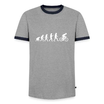 Evolution Fahrrad - Männer Kontrast-T-Shirt - Grau/Navy  - Vorne - AI Model Female 172 light (172cm) & AI Model Male 178 light (178cm)