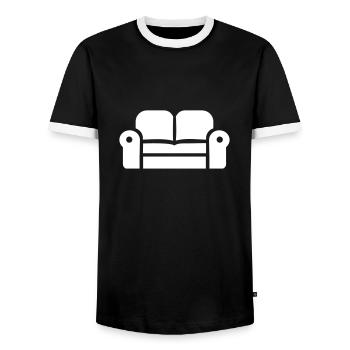 canapé - T-shirt contrasté Homme - noir/blanc - Devant - AI Model Female 172 light (172cm) & AI Model Male 178 light (178cm)