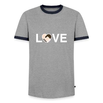 Love against racism - Men's Ringer Shirt - grey/navy  - Front - AI Model Female 172 light (172cm) & AI Model Male 178 light (178cm)