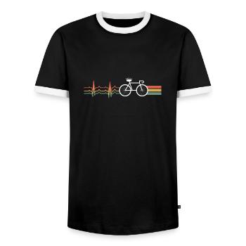 Retro Bike Heart Pulse - Men's Ringer Shirt - black/white - Front - AI Model Female 172 light (172cm) & AI Model Male 178 light (178cm)