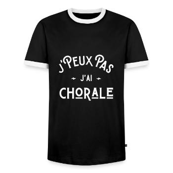 je peux pas j'ai chorale idée cadeau humour - T-shirt contrasté Homme - noir/blanc - Devant - AI Model Female 172 light (172cm) & AI Model Male 178 light (178cm)