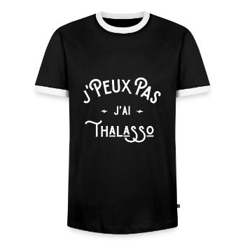je peux pas j'ai thalasso idée cadeau humour - T-shirt contrasté Homme - noir/blanc - Devant - AI Model Female 172 light (172cm) & AI Model Male 178 light (178cm)