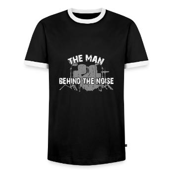 Der Mann am Schlagzeug - Drummer - Männer Kontrast-T-Shirt - Schwarz/Weiß - Vorne - AI Model Female 172 light (172cm) & AI Model Male 178 light (178cm)