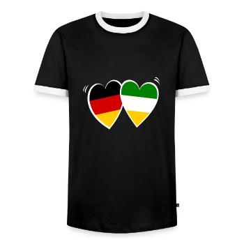 Italian German Love - Men's Ringer Shirt - black/white - Front - AI Model Female 172 light (172cm) & AI Model Male 178 light (178cm)
