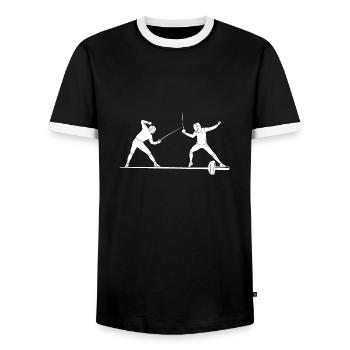 Fencing - Men's Ringer Shirt - black/white - Front - AI Model Female 172 light (172cm) & AI Model Male 178 light (178cm)