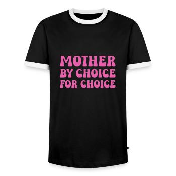 Mother By Choice For Choice - Men's Ringer Shirt - black/white - Front - AI Model Female 172 light (172cm) & AI Model Male 178 light (178cm)