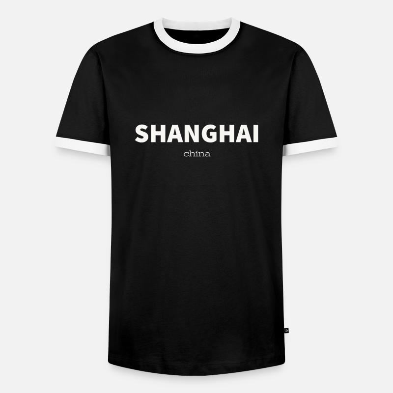 shanghai - Männer Kontrast-T-Shirt - Schwarz/Weiß