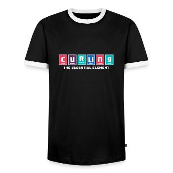 Curling Player Curler Curling The Essential - Men's Ringer Shirt - black/white - Front - AI Model Female 172 light (172cm) & AI Model Male 178 light (178cm)