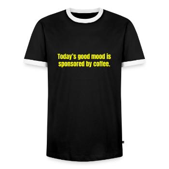 Today's Good Mood Is Sponsored By Coffee - Funny - Men's Ringer Shirt - black/white - Front - AI Model Female 172 light (172cm) & AI Model Male 178 light (178cm)