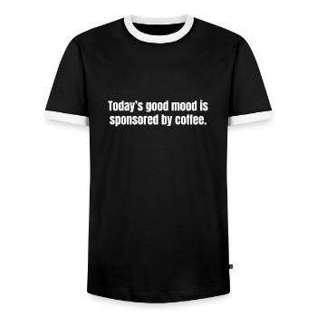 La bonne humeur d’aujourd’hui est sponsorisée par Coffee - Funny - T-shirt contrasté Homme - noir/blanc - Devant - AI Model Female 172 light (172cm) & AI Model Male 178 light (178cm)