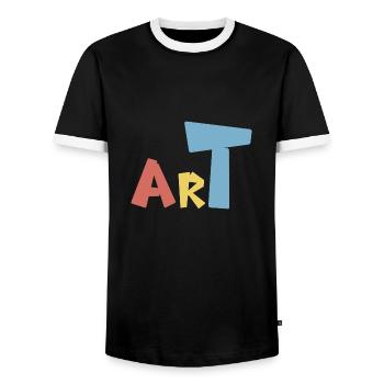 Art - Men's Ringer Shirt - black/white - Front - AI Model Female 172 light (172cm) & AI Model Male 178 light (178cm)