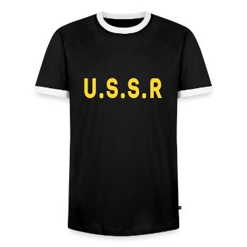 UdSSR Sowjetunion Russisch СССР - Männer Kontrast-T-Shirt - Schwarz/Weiß - Vorne - AI Model Female 172 light (172cm) & AI Model Male 178 light (178cm)