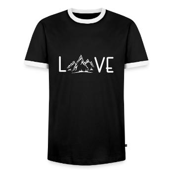 Hiking"Mountain air" servus alpin summit - Men's Ringer Shirt - black/white - Front - AI Model Female 172 light (172cm) & AI Model Male 178 light (178cm)