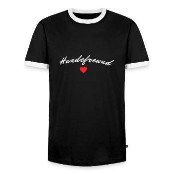 Amoureux des chiens - T-shirt contrasté Homme - noir/blanc - Devant - AI Model Female 172 light (172cm) & AI Model Male 178 light (178cm)