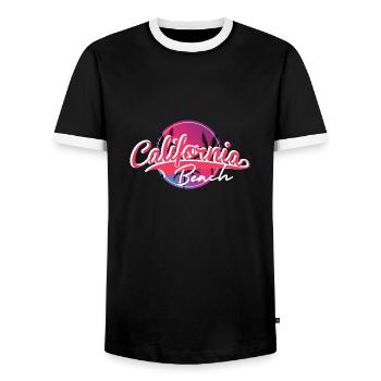 Californie Beach - Men's Ringer Shirt - black/white - Front - AI Model Female 172 light (172cm) & AI Model Male 178 light (178cm)