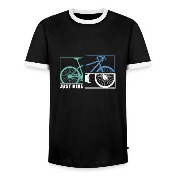 Bicycle Bicycle Chain Cyclist bikemosaic ride - Men's Ringer Shirt - black/white - Front - AI Model Female 172 light (172cm) & AI Model Male 178 light (178cm)