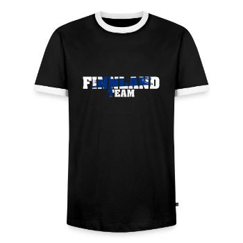 Finnland Crew Flagge Urlaub Geschenk - Männer Kontrast-T-Shirt - Schwarz/Weiß - Vorne - AI Model Female 172 light (172cm) & AI Model Male 178 light (178cm)