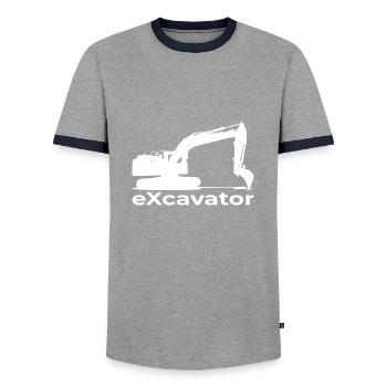 Bagger Bauarbeiter Bau Tiefbau Baggern Baumaschine - Männer Kontrast-T-Shirt - Grau/Navy  - Vorne - AI Model Female 172 light (172cm) & AI Model Male 178 light (178cm)