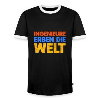 Ingenieure Erben Die Welt - Männer Kontrast-T-Shirt - Schwarz/Weiß - Vorne - AI Model Female 172 light (172cm) & AI Model Male 178 light (178cm)