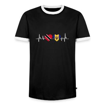 Drapeau de Trinité-et-Tobago - T-shirt contrasté Homme - noir/blanc - Devant - AI Model Female 172 light (172cm) & AI Model Male 178 light (178cm)