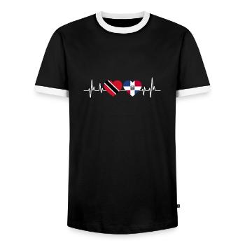 Trinidad und Tobago Flagge - Männer Kontrast-T-Shirt - Schwarz/Weiß - Vorne - AI Model Female 172 light (172cm) & AI Model Male 178 light (178cm)