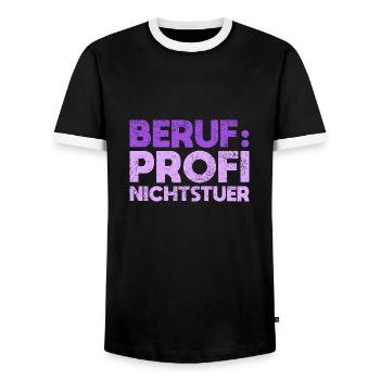 Beruf: Profi-Nichtstuer - Männer Kontrast-T-Shirt - Schwarz/Weiß - Vorne - AI Model Female 172 light (172cm) & AI Model Male 178 light (178cm)