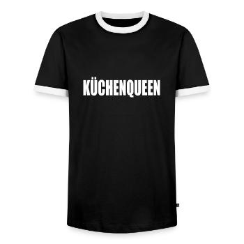 Küchenqueen - Männer Kontrast-T-Shirt - Schwarz/Weiß - Vorne - AI Model Female 172 light (172cm) & AI Model Male 178 light (178cm)