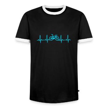 Herzschlag Fahrrad Rennrad - Männer Kontrast-T-Shirt - Schwarz/Weiß - Vorne - AI Model Female 172 light (172cm) & AI Model Male 178 light (178cm)
