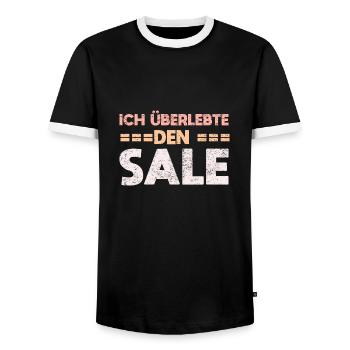 Ich überlebte Den Sale - Männer Kontrast-T-Shirt - Schwarz/Weiß - Vorne - AI Model Female 172 light (172cm) & AI Model Male 178 light (178cm)