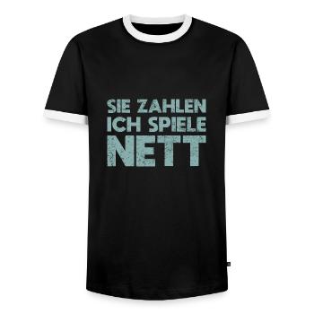 Sie Zahlen, Ich Spiele Nett - Männer Kontrast-T-Shirt - Schwarz/Weiß - Vorne - AI Model Female 172 light (172cm) & AI Model Male 178 light (178cm)