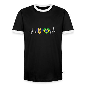 Barbados flag Barbadian bayan - Men's Ringer Shirt - black/white - Front - AI Model Female 172 light (172cm) & AI Model Male 178 light (178cm)