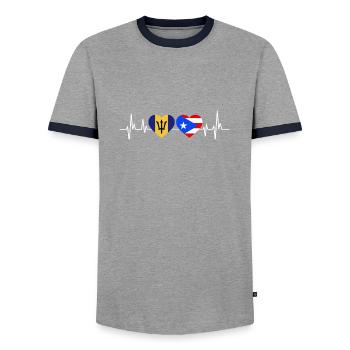 Barbados flag Barbadian bayan - Men's Ringer Shirt - grey/navy  - Front - AI Model Female 172 light (172cm) & AI Model Male 178 light (178cm)