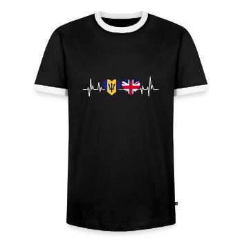 Drapeau de la Barbade Bayan barbadien - T-shirt contrasté Homme - noir/blanc - Devant - AI Model Female 172 light (172cm) & AI Model Male 178 light (178cm)