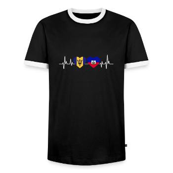 Barbados flag Barbadian bayan - Men's Ringer Shirt - black/white - Front - AI Model Female 172 light (172cm) & AI Model Male 178 light (178cm)