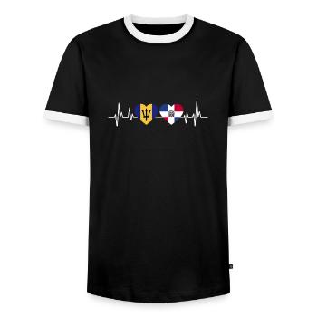 Barbados Flagge Barbadier Bajan - Männer Kontrast-T-Shirt - Schwarz/Weiß - Vorne - AI Model Female 172 light (172cm) & AI Model Male 178 light (178cm)