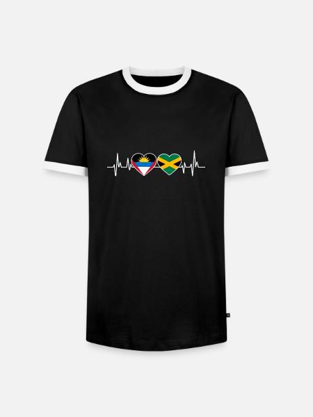 Antigua and Barbuda flag - Men's Ringer Shirt - black/white